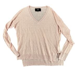 LINE Pale Ballet Slipper Pink V-Neck Long Sleeve Light Weight Sweater Linen
